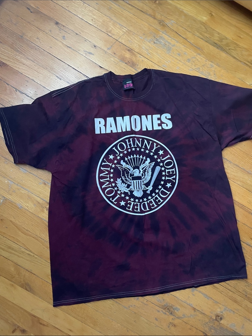 Mens Officially Licensed Ramones Tie Dye 1234 Tee Shirt
